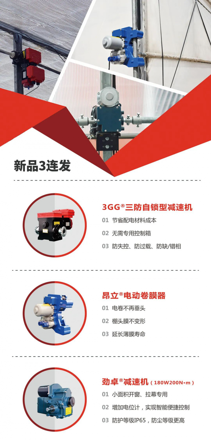 北京丰隆应邀参加了此次大会,并将以黄金赞助商的身份在现场展出今年主推的三款新品:3GG®三防自锁型减速机、昂立电动卷膜器、劲卓®减速机200N·m 180W