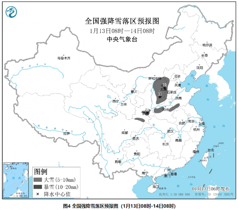 图4 全国强降雪落区预报图