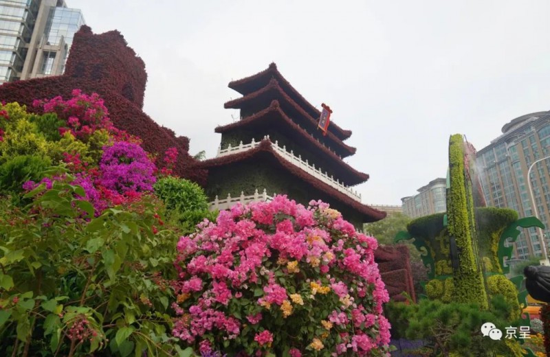 东单东北角的“文明华章”花坛