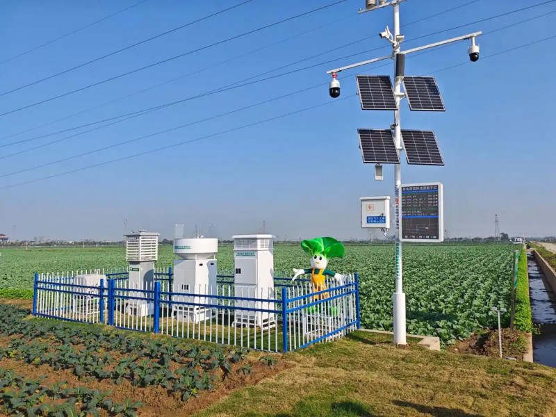 潘家湾镇蔬菜数字化健康栽培展示区内的智能科技设备。新华社记者张阳 摄